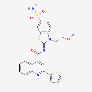 molecular formula C24H20N4O4S3 B2356717 N-[(2Z)-3-(2-methoxyethyl)-6-sulfamoyl-2,3-dihydro-1,3-benzothiazol-2-ylidene]-2-(thiophen-2-yl)quinoline-4-carboxamide CAS No. 1164544-98-2