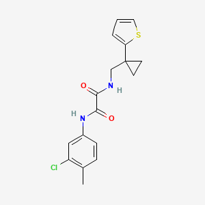 molecular formula C17H17ClN2O2S B2356726 N1-(3-chloro-4-methylphenyl)-N2-((1-(thiophen-2-yl)cyclopropyl)methyl)oxalamide CAS No. 1207043-92-2