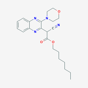 molecular formula C22H28N4O3 B2356742 Heptyl 2-cyano-2-(3-morpholin-4-ylquinoxalin-2-yl)acetate CAS No. 840485-63-4