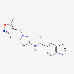 molecular formula C19H22N4O2 B2356751 N-{1-[(3,5-dimethylisoxazol-4-yl)methyl]pyrrolidin-3-yl}-1H-indole-5-carboxamide CAS No. 1775369-79-3