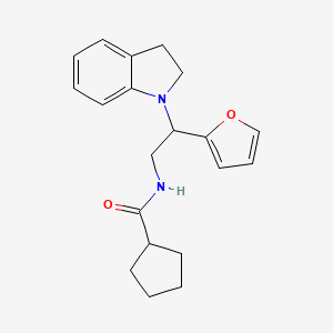 molecular formula C20H24N2O2 B2356761 N-(2-(furan-2-yl)-2-(indolin-1-yl)ethyl)cyclopentanecarboxamide CAS No. 898432-51-4