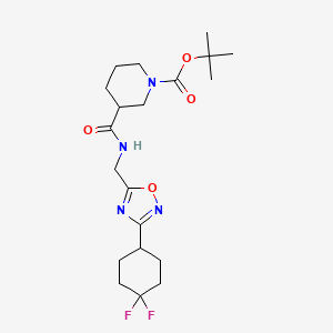 molecular formula C20H30F2N4O4 B2356776 Tert-butyl 3-(((3-(4,4-difluorocyclohexyl)-1,2,4-oxadiazol-5-yl)methyl)carbamoyl)piperidine-1-carboxylate CAS No. 2034334-67-1