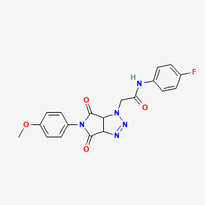 molecular formula C19H16FN5O4 B2356817 N-(4-fluorophenyl)-2-[5-(4-methoxyphenyl)-4,6-dioxo-1H,3aH,4H,5H,6H,6aH-pyrrolo[3,4-d][1,2,3]triazol-1-yl]acetamide CAS No. 1052605-67-0