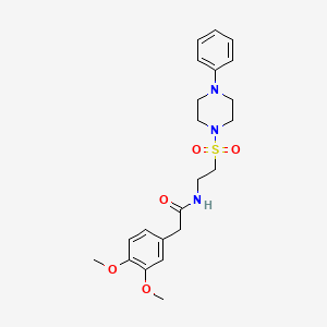 molecular formula C22H29N3O5S B2356897 2-(3,4-dimethoxyphenyl)-N-(2-((4-phenylpiperazin-1-yl)sulfonyl)ethyl)acetamide CAS No. 897621-69-1