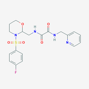 molecular formula C19H21FN4O5S B2356901 N1-((3-((4-fluorophenyl)sulfonyl)-1,3-oxazinan-2-yl)methyl)-N2-(pyridin-2-ylmethyl)oxalamide CAS No. 869071-63-6