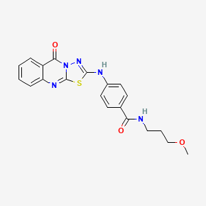 molecular formula C20H19N5O3S B2356919 N-(3-methoxypropyl)-4-((5-oxo-5H-[1,3,4]thiadiazolo[2,3-b]quinazolin-2-yl)amino)benzamide CAS No. 1114600-43-9