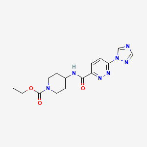molecular formula C15H19N7O3 B2357018 ethyl 4-(6-(1H-1,2,4-triazol-1-yl)pyridazine-3-carboxamido)piperidine-1-carboxylate CAS No. 2034517-26-3