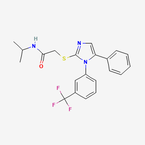 molecular formula C21H20F3N3OS B2357039 N-isopropyl-2-((5-phenyl-1-(3-(trifluoromethyl)phenyl)-1H-imidazol-2-yl)thio)acetamide CAS No. 1226456-82-1