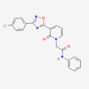molecular formula C21H15ClN4O3 B2357103 2-(3-(3-(4-chlorophenyl)-1,2,4-oxadiazol-5-yl)-2-oxopyridin-1(2H)-yl)-N-phenylacetamide CAS No. 1105230-88-3