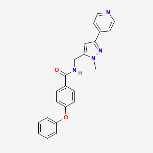 molecular formula C23H20N4O2 B2357127 N-[(2-Methyl-5-pyridin-4-ylpyrazol-3-yl)methyl]-4-phenoxybenzamide CAS No. 2319850-99-0