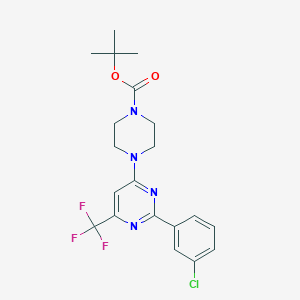 molecular formula C20H22ClF3N4O2 B2357135 Tert-butyl 4-[2-(3-chlorophenyl)-6-(trifluoromethyl)pyrimidin-4-yl]piperazine-1-carboxylate CAS No. 1923140-07-1