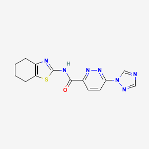 molecular formula C14H13N7OS B2357166 N-(4,5,6,7-tetrahydrobenzo[d]thiazol-2-yl)-6-(1H-1,2,4-triazol-1-yl)pyridazine-3-carboxamide CAS No. 1448058-83-0
