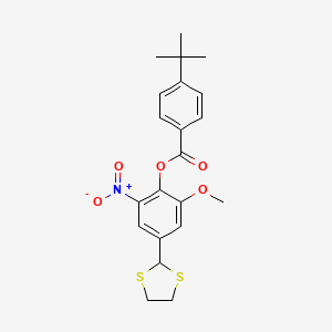 4-(1,3-Dithiolan-2-yl)-2-methoxy-6-nitrophenyl 4-(tert-butyl)benzenecarboxylate