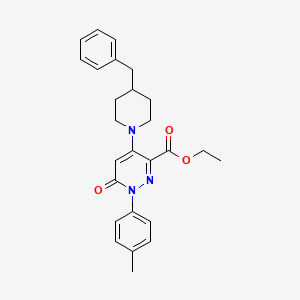 molecular formula C26H29N3O3 B2357221 Ethyl 4-(4-benzylpiperidin-1-yl)-1-(4-methylphenyl)-6-oxo-1,6-dihydropyridazine-3-carboxylate CAS No. 922120-99-8