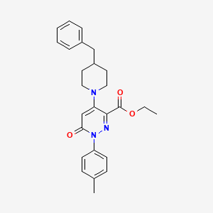 molecular formula C26H29N3O3 B2357221 Ethyl 4-(4-benzylpiperidin-1-yl)-6-oxo-1-(p-tolyl)-1,6-dihydropyridazine-3-carboxylate CAS No. 922120-99-8