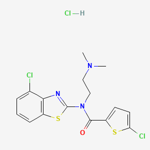 molecular formula C16H16Cl3N3OS2 B2357226 5-chloro-N-(4-chlorobenzo[d]thiazol-2-yl)-N-(2-(dimethylamino)ethyl)thiophene-2-carboxamide hydrochloride CAS No. 1216638-30-0