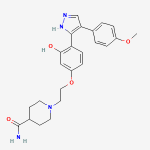 1-(2-(3-hydroxy-4-(4-(4-methoxyphenyl)-1H-pyrazol-3-yl)phenoxy)ethyl)piperidine-4-carboxamide