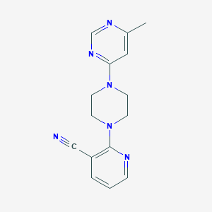 molecular formula C15H16N6 B2357238 2-[4-(6-Methylpyrimidin-4-yl)piperazin-1-yl]pyridine-3-carbonitrile CAS No. 2380071-70-3