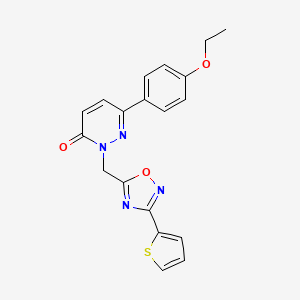 molecular formula C19H16N4O3S B2357242 6-(4-ethoxyphenyl)-2-((3-(thiophen-2-yl)-1,2,4-oxadiazol-5-yl)methyl)pyridazin-3(2H)-one CAS No. 1105247-73-1