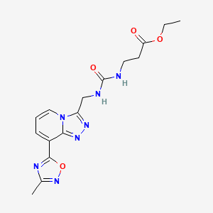 molecular formula C16H19N7O4 B2357245 Ethyl 3-(3-((8-(3-methyl-1,2,4-oxadiazol-5-yl)-[1,2,4]triazolo[4,3-a]pyridin-3-yl)methyl)ureido)propanoate CAS No. 2034531-92-3