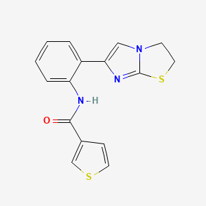 molecular formula C16H13N3OS2 B2357253 N-(2-(2,3-dihydroimidazo[2,1-b]thiazol-6-yl)phenyl)thiophene-3-carboxamide CAS No. 2034487-43-7