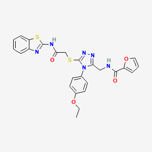 molecular formula C25H22N6O4S2 B2357267 N-((5-((2-(benzo[d]thiazol-2-ylamino)-2-oxoethyl)thio)-4-(4-ethoxyphenyl)-4H-1,2,4-triazol-3-yl)methyl)furan-2-carboxamide CAS No. 310450-77-2
