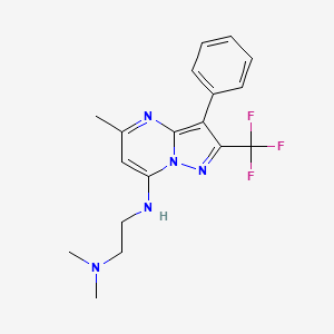 molecular formula C18H20F3N5 B2357277 N-[2-(DIMETHYLAMINO)ETHYL]-5-METHYL-3-PHENYL-2-(TRIFLUOROMETHYL)PYRAZOLO[1,5-A]PYRIMIDIN-7-AMINE CAS No. 900876-05-3