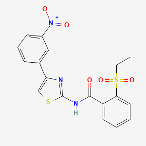 molecular formula C18H15N3O5S2 B2357285 2-(乙基磺酰基)-N-(4-(3-硝基苯基)噻唑-2-基)苯甲酰胺 CAS No. 898458-99-6
