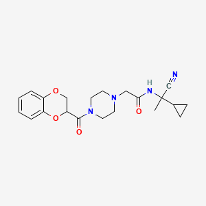 molecular formula C21H26N4O4 B2357289 N-(1-cyano-1-cyclopropylethyl)-2-[4-(2,3-dihydro-1,4-benzodioxine-3-carbonyl)piperazin-1-yl]acetamide CAS No. 1111561-91-1