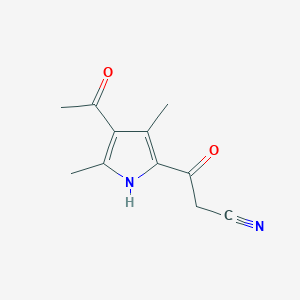 molecular formula C11H12N2O2 B2357297 3-(4-acetyl-3,5-dimethyl-1H-pyrrol-2-yl)-3-oxopropanenitrile CAS No. 721417-24-9