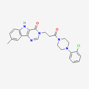 molecular formula C24H24ClN5O2 B2357299 3-(3-(4-(2-chlorophenyl)piperazin-1-yl)-3-oxopropyl)-8-methyl-3H-pyrimido[5,4-b]indol-4(5H)-one CAS No. 1189860-34-1