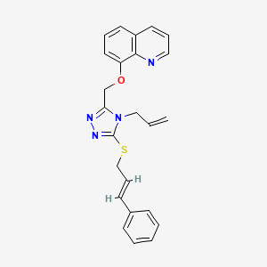 molecular formula C24H22N4OS B2357302 (E)-8-((4-allyl-5-(cinnamylthio)-4H-1,2,4-triazol-3-yl)methoxy)quinoline CAS No. 690249-81-1
