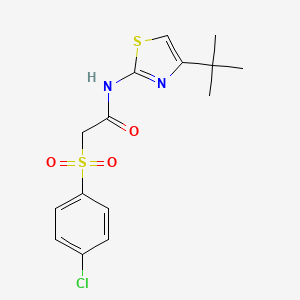 molecular formula C15H17ClN2O3S2 B2357305 N-(4-(tert-butyl)thiazol-2-yl)-2-((4-chlorophenyl)sulfonyl)acetamide CAS No. 895460-64-7