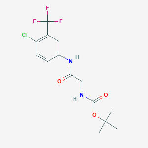 molecular formula C14H16ClF3N2O3 B2357311 叔丁基 N-({[4-氯-3-(三氟甲基)苯基]氨基羰基}甲基)氨基甲酸酯 CAS No. 1387760-29-3