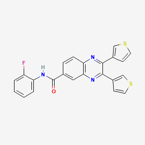 molecular formula C23H14FN3OS2 B2357316 N-(2-氟苯基)-2,3-二(噻吩-3-基)喹喔啉-6-甲酰胺 CAS No. 879074-17-6