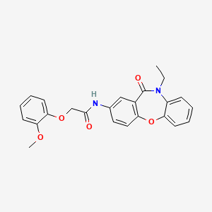 molecular formula C24H22N2O5 B2357322 N-(10-乙基-11-氧代-10,11-二氢二苯并[b,f][1,4]噁唑啉-2-基)-2-(2-甲氧基苯氧基)乙酰胺 CAS No. 922108-37-0