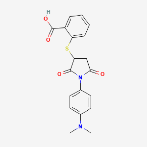 molecular formula C19H18N2O4S B2357323 2-((1-(4-(Dimethylamino)phenyl)-2,5-dioxopyrrolidin-3-yl)thio)benzoic acid CAS No. 367908-50-7