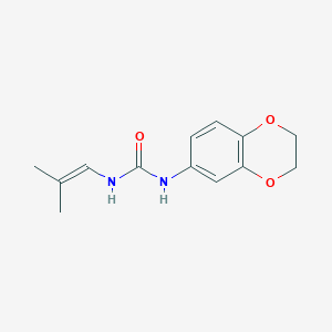 molecular formula C13H16N2O3 B2357328 N-(2,3-dihydro-1,4-benzodioxin-6-yl)-N'-(2-methyl-1-propenyl)urea CAS No. 865659-94-5