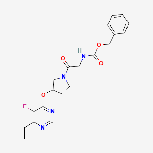 molecular formula C20H23FN4O4 B2357342 Benzyl (2-(3-((6-ethyl-5-fluoropyrimidin-4-yl)oxy)pyrrolidin-1-yl)-2-oxoethyl)carbamate CAS No. 2034495-05-9