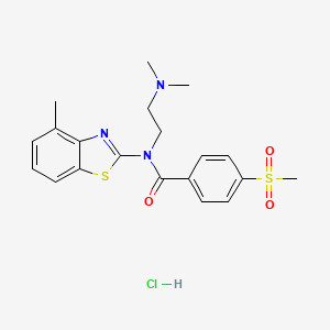 molecular formula C20H24ClN3O3S2 B2357358 N-(2-(dimethylamino)ethyl)-N-(4-methylbenzo[d]thiazol-2-yl)-4-(methylsulfonyl)benzamide hydrochloride CAS No. 1217051-27-8