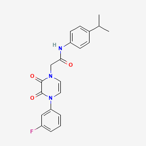 molecular formula C21H20FN3O3 B2357364 2-[4-(3-fluorophenyl)-2,3-dioxopyrazin-1-yl]-N-(4-propan-2-ylphenyl)acetamide CAS No. 898409-45-5
