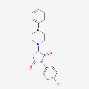 molecular formula C20H20ClN3O2 B2357373 1-(4-Chlorophenyl)-3-(4-phenylpiperazin-1-yl)pyrrolidine-2,5-dione CAS No. 299408-64-3