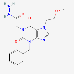 molecular formula C17H20N6O4 B2357379 2-[3-benzyl-7-(2-methoxyethyl)-2,6-dioxo-2,3,6,7-tetrahydro-1H-purin-1-yl]acetohydrazide CAS No. 730950-17-1