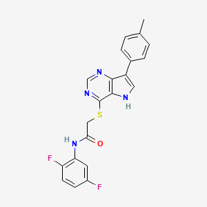 molecular formula C21H16F2N4OS B2357380 N-(2,5-difluorophenyl)-2-{[7-(4-methylphenyl)-5H-pyrrolo[3,2-d]pyrimidin-4-yl]sulfanyl}acetamide CAS No. 1251580-18-3