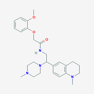 molecular formula C26H36N4O3 B2357382 2-(2-methoxyphenoxy)-N-(2-(1-methyl-1,2,3,4-tetrahydroquinolin-6-yl)-2-(4-methylpiperazin-1-yl)ethyl)acetamide CAS No. 922011-60-7