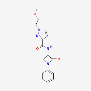 molecular formula C16H18N4O3 B2357384 1-(2-methoxyethyl)-N-(2-oxo-1-phenylazetidin-3-yl)-1H-pyrazole-3-carboxamide CAS No. 1825295-64-4