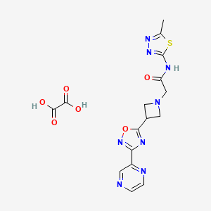 molecular formula C16H16N8O6S B2357416 N-(5-methyl-1,3,4-thiadiazol-2-yl)-2-(3-(3-(pyrazin-2-yl)-1,2,4-oxadiazol-5-yl)azetidin-1-yl)acetamide oxalate CAS No. 1421495-14-8