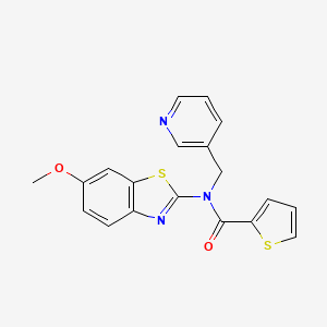 molecular formula C19H15N3O2S2 B2357446 N-(6-methoxy-1,3-benzothiazol-2-yl)-N-(pyridin-3-ylmethyl)thiophene-2-carboxamide CAS No. 895010-45-4