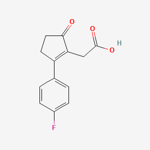 molecular formula C13H11FO3 B2357503 [2-(4-Fluoro-phenyl)-5-oxo-cyclopent-1-enyl]-acetic acid 