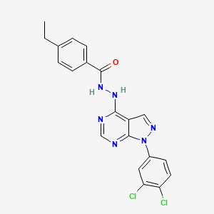 molecular formula C20H16Cl2N6O B2357550 N'-[1-(3,4-dichlorophenyl)-1H-pyrazolo[3,4-d]pyrimidin-4-yl]-4-ethylbenzohydrazide CAS No. 890948-00-2
